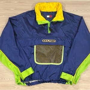 Vintage 90s Tommy Hilfiger Color Block Jacket Blue Green Men’s Size Large